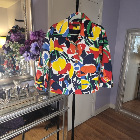 Abstract Floral Print blazer jacket - Picture 4 of 13
